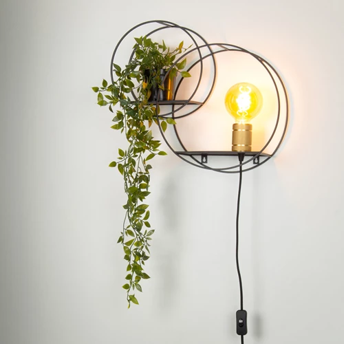 Lucide CIRCLE - Wandlamp - 1xE27 - Zwart - sfeer 1